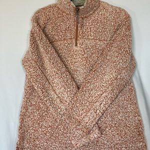 Dylan Orange and White Mock Neck Sweater with Soft Texture